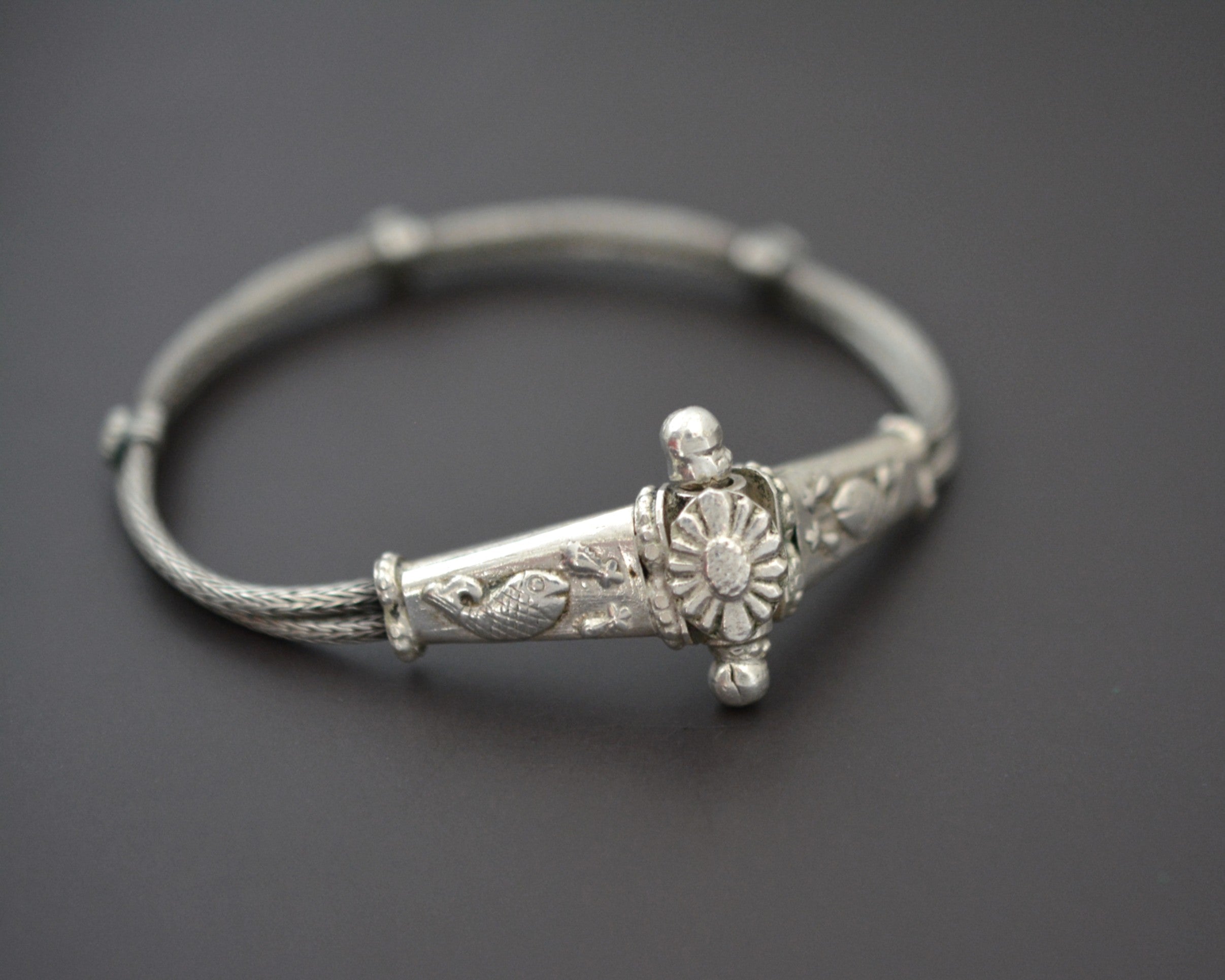 Rajasthani Snake Chain Bracelet with Fishes