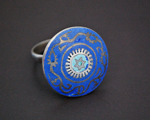 Ethnic Enamel Silver Ring - Size 7