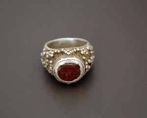 Antique Yemeni Bedouin Ring with Arabic Inscriptions - Size 7.5