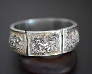 Burmese Silver Repoussee Link Bracelet