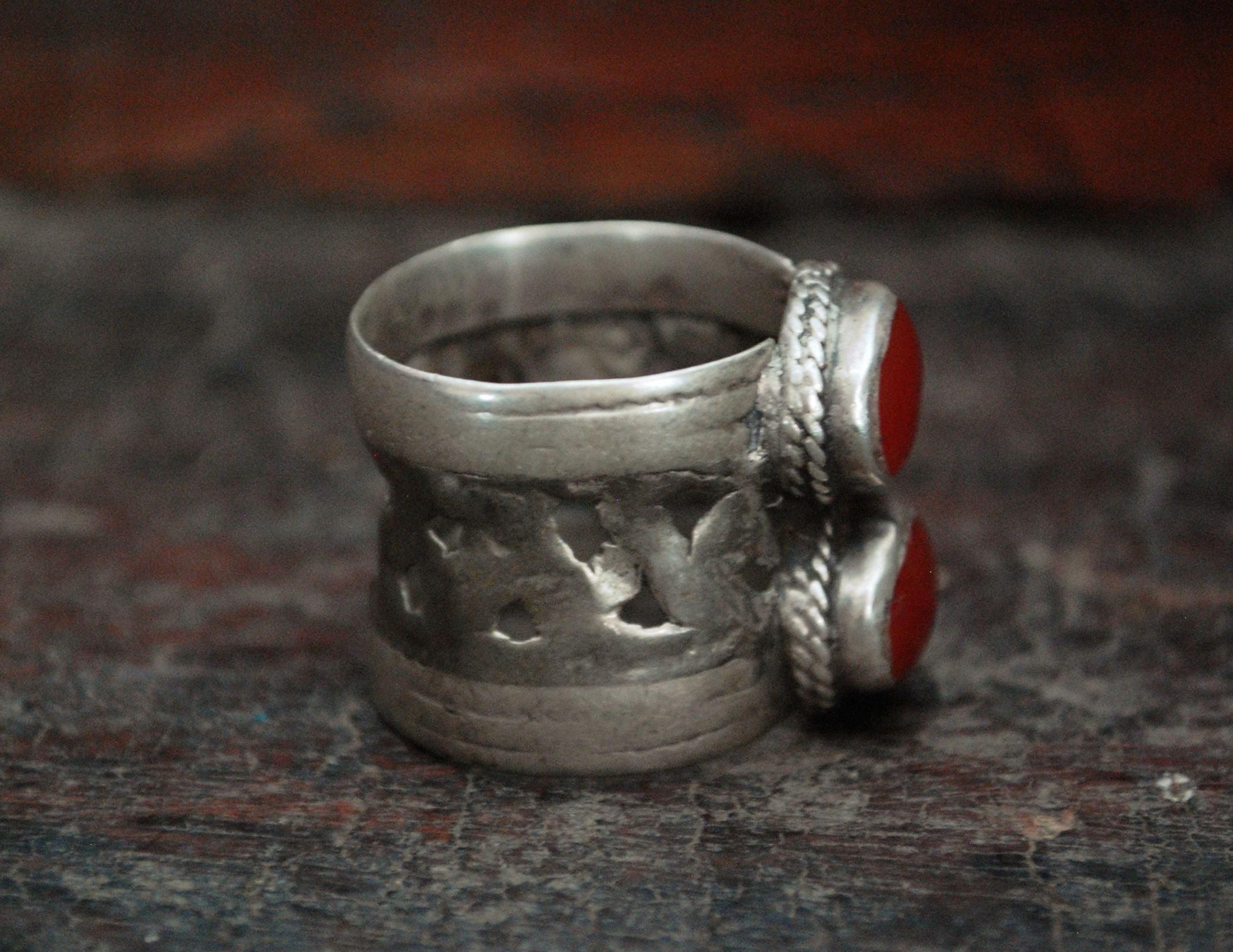 Afghani Old Silver Carnelian Ring - Size 8