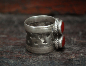 Afghani Old Silver Carnelian Ring - Size 8