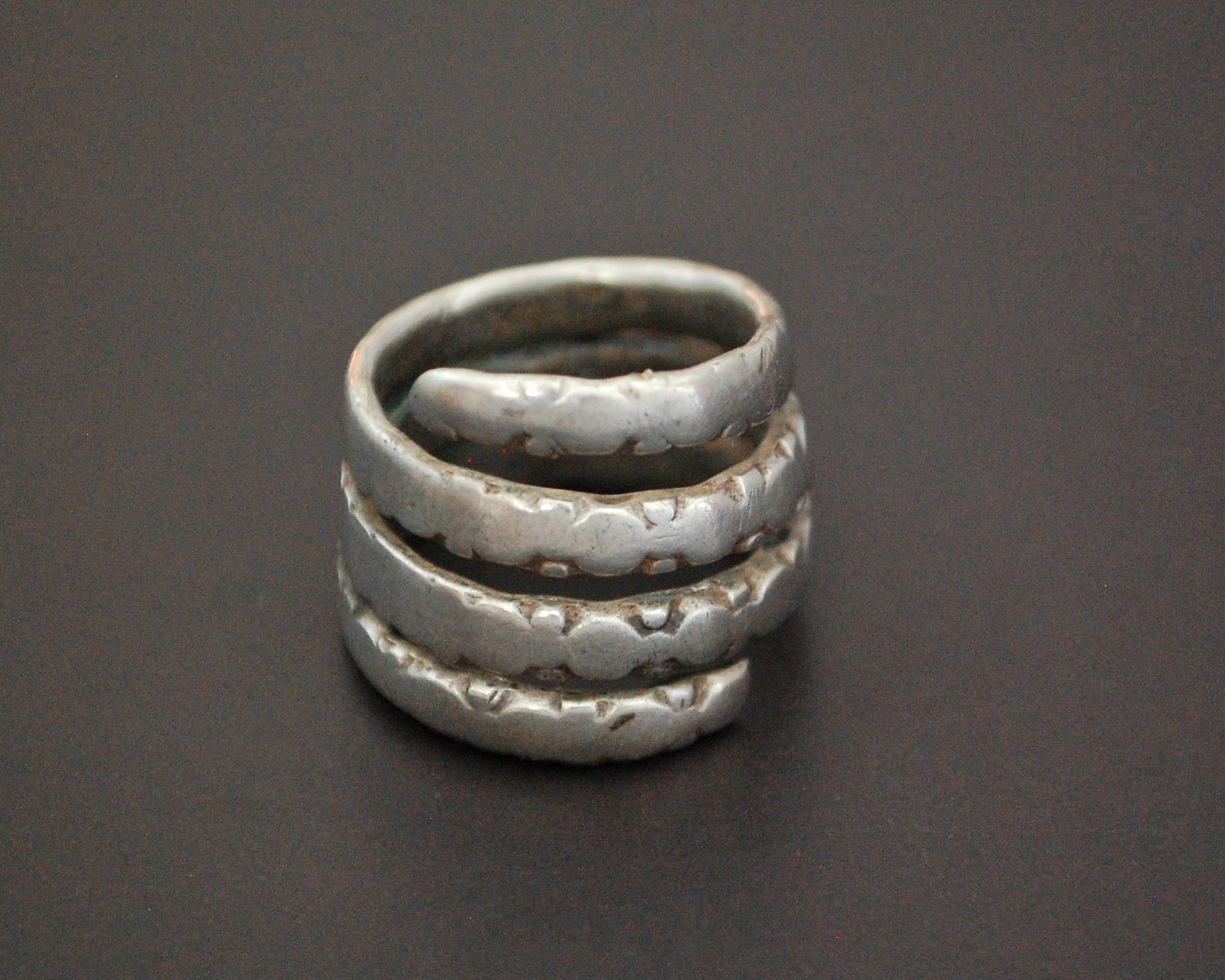 Pinky Old Tribal Coil Ring from India - Size 4.5