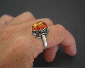 Ethnic Amber Ring - Size 7.5
