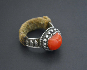 Old Tibetan Coral Ring - Size 9