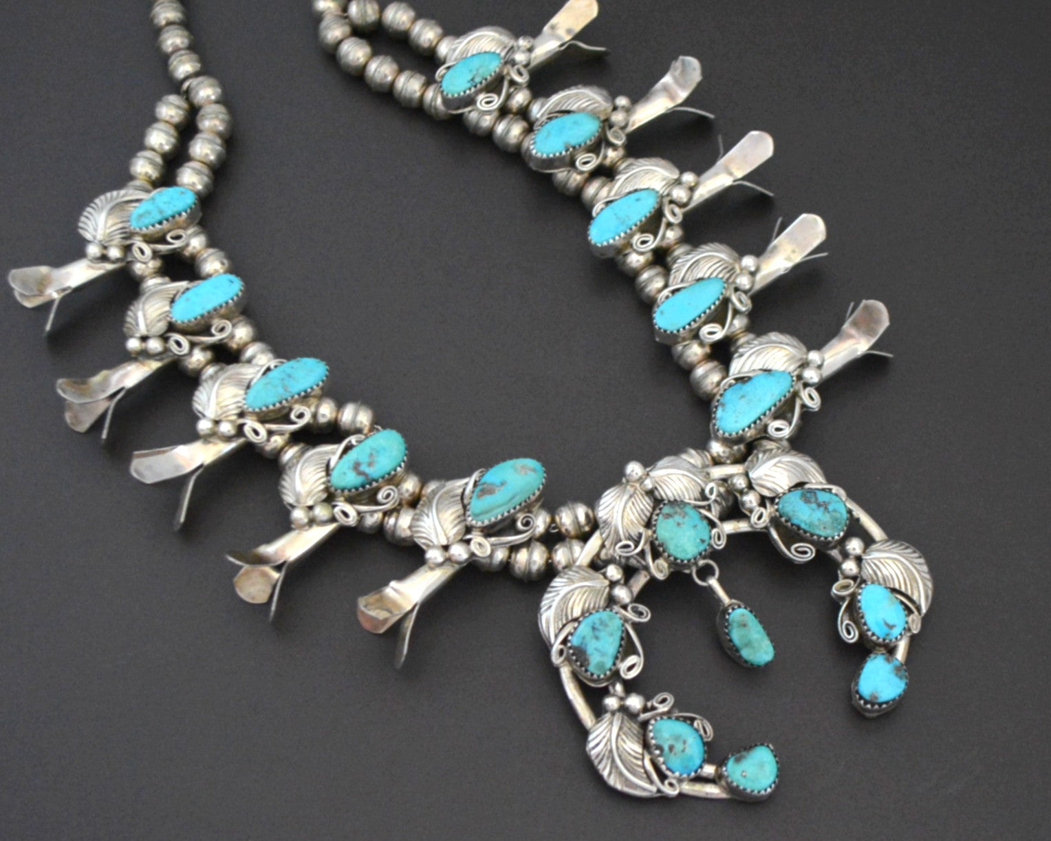 Reserved for I. - Second Payment - Native American Navajo Turquoise Squash Blossom Necklace