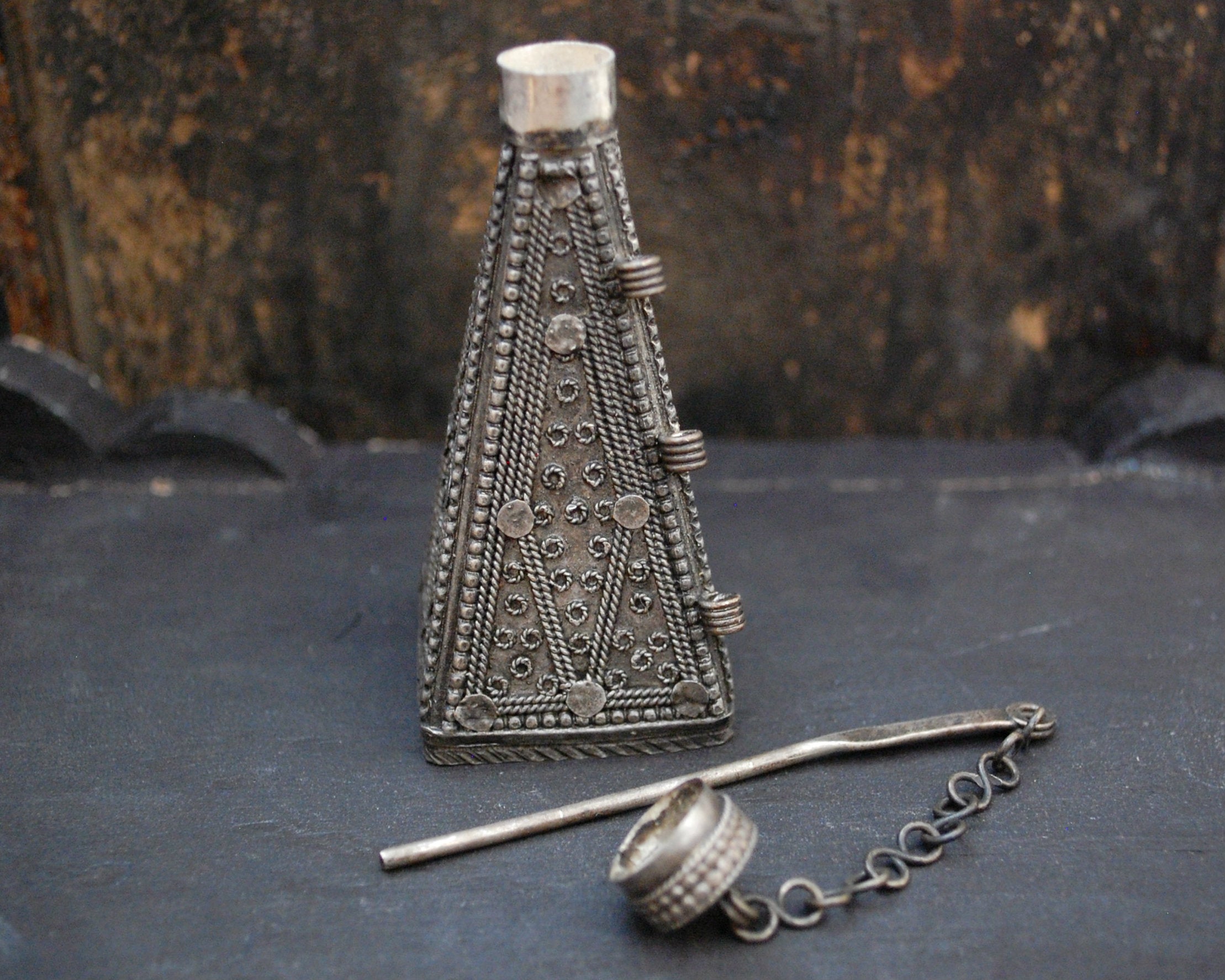 Yemeni Silver Khol Container