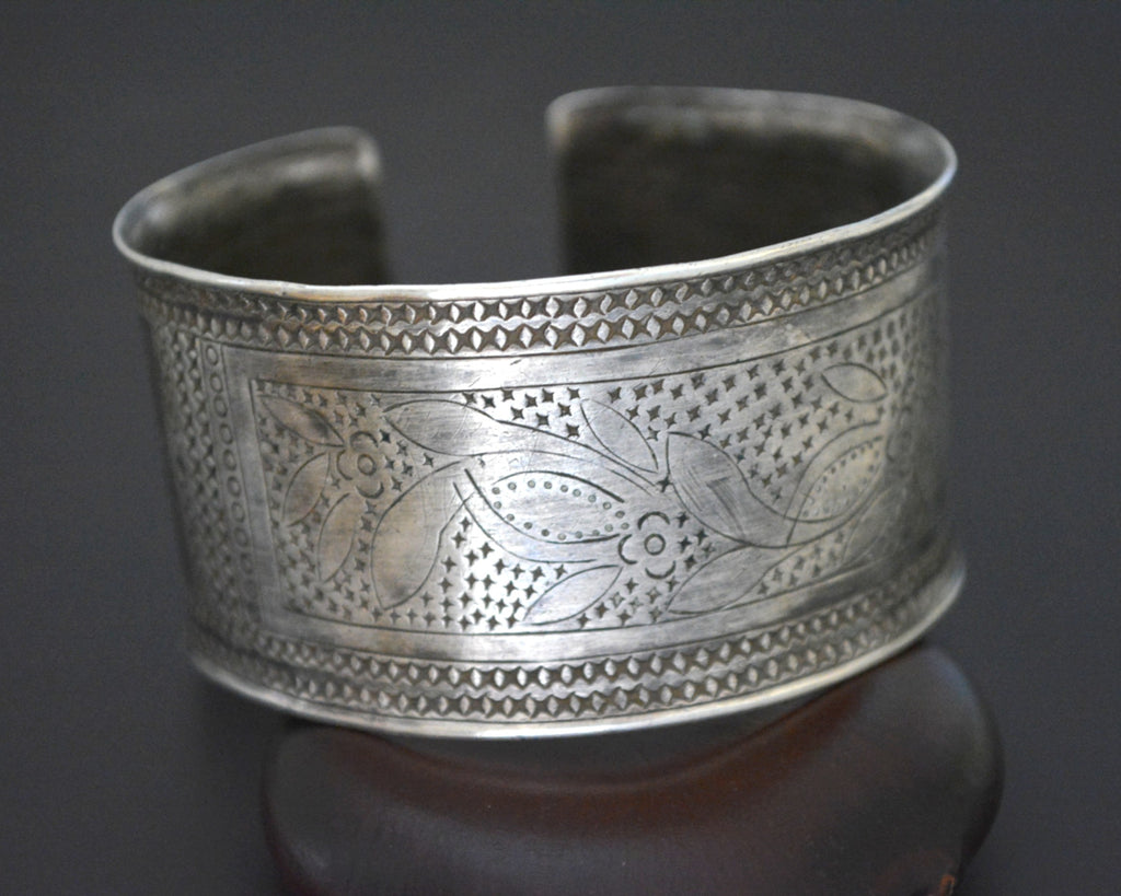 Hill Tribe Engraved Silver Cuff Bracelet