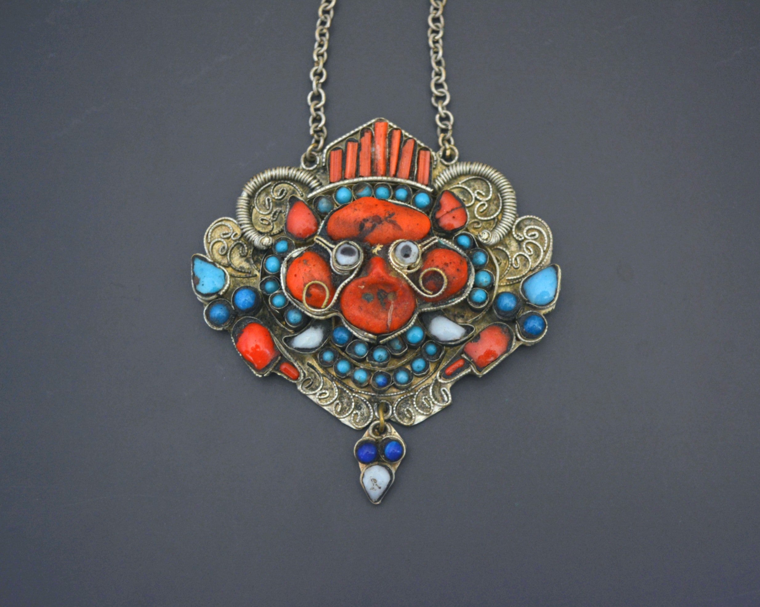 Large Tibetan Nepali Zeeba Pendant Necklace