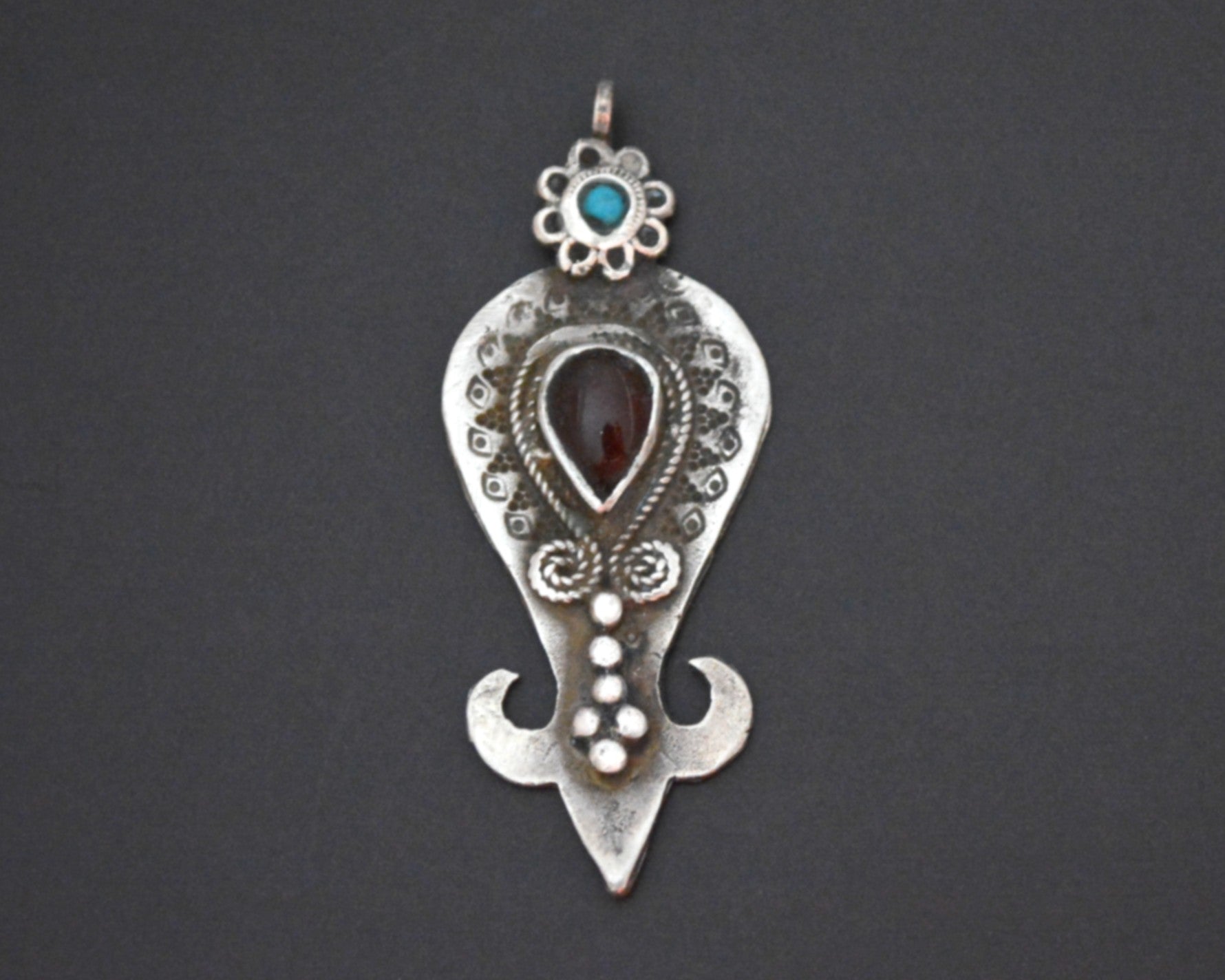 Pretty Uzbek Turquoise Garnet Pendant