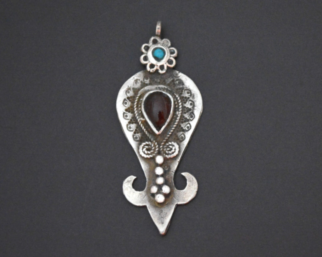 Pretty Uzbek Turquoise Garnet Pendant