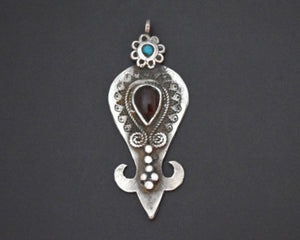 Pretty Uzbek Turquoise Garnet Pendant