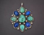 Large Nepali or Tibetan Turquoise Lapis Lazuli Pendant
