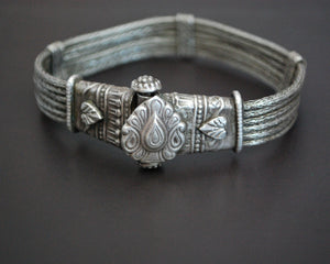 Rajasthani Silver Snake Chain Bracelet with Screw Closure