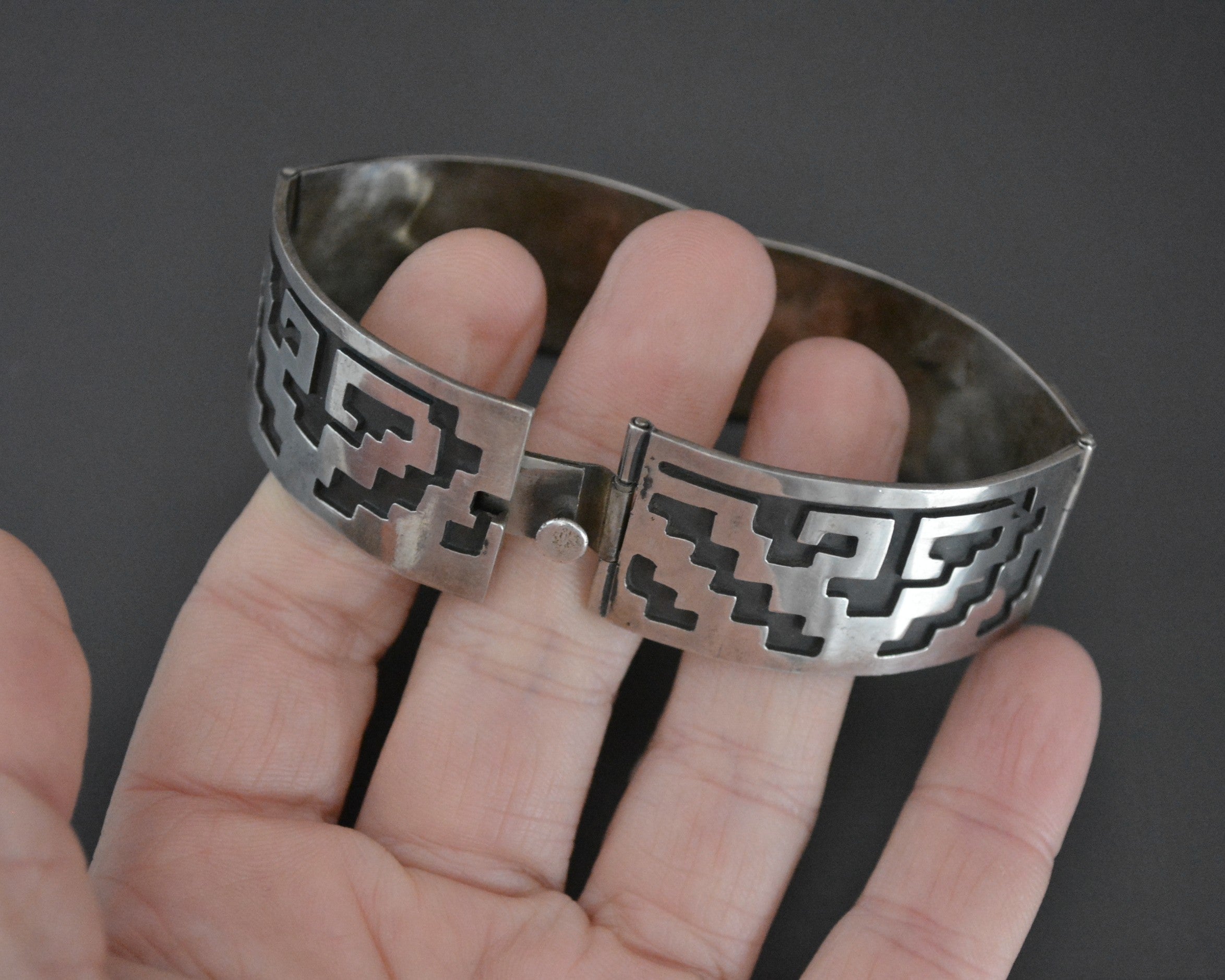Mexican Taxco Link  Cuff Bracelet