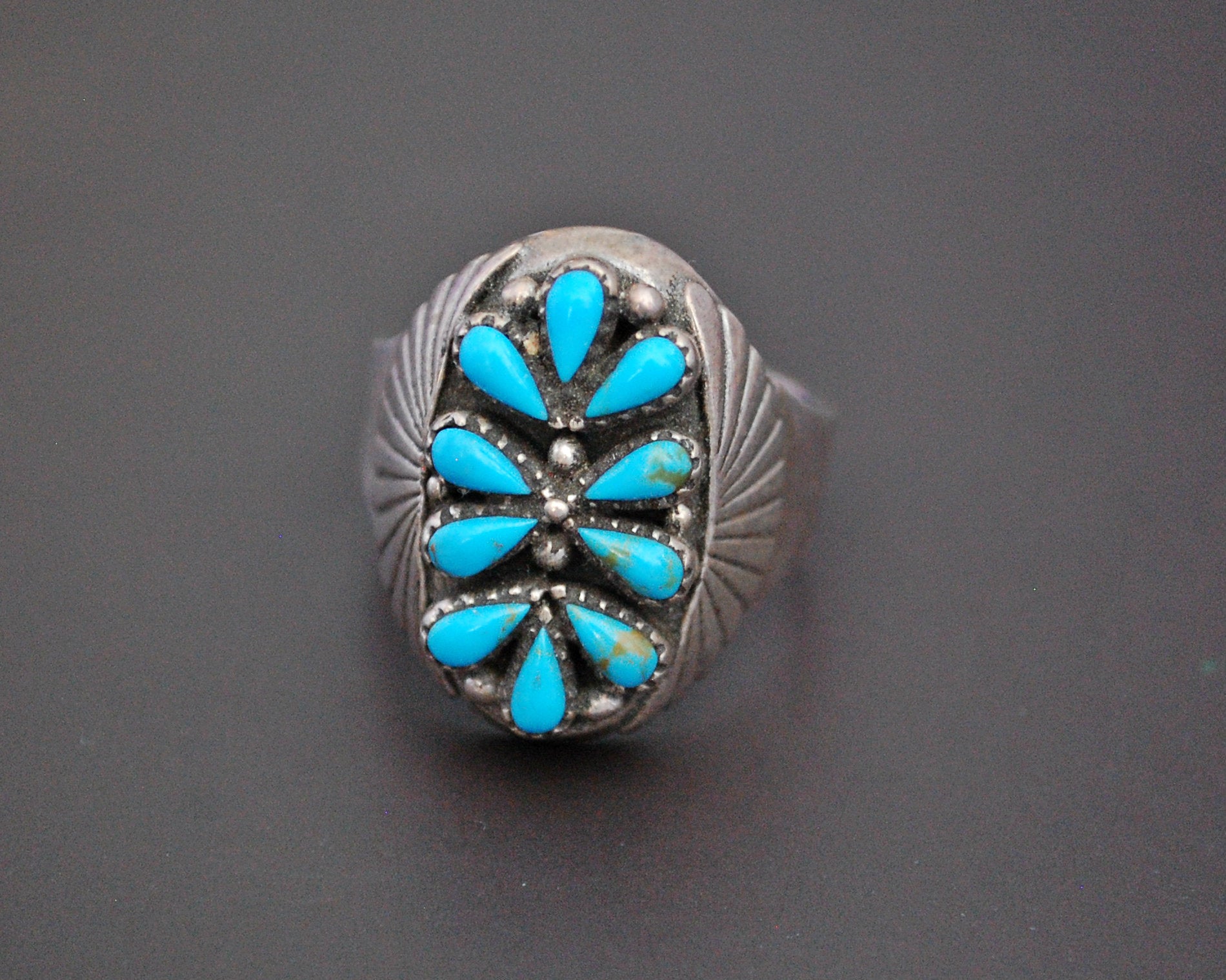 Zuni Petit Point Turquoise Ring - Size 10.5