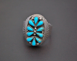 Zuni Petit Point Turquoise Ring - Size 10.5