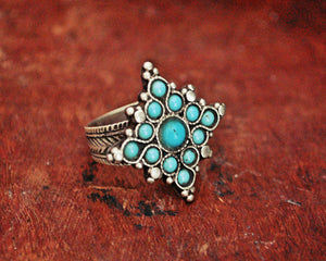 Antique Afghani Turquoise Ring - Size 8.5