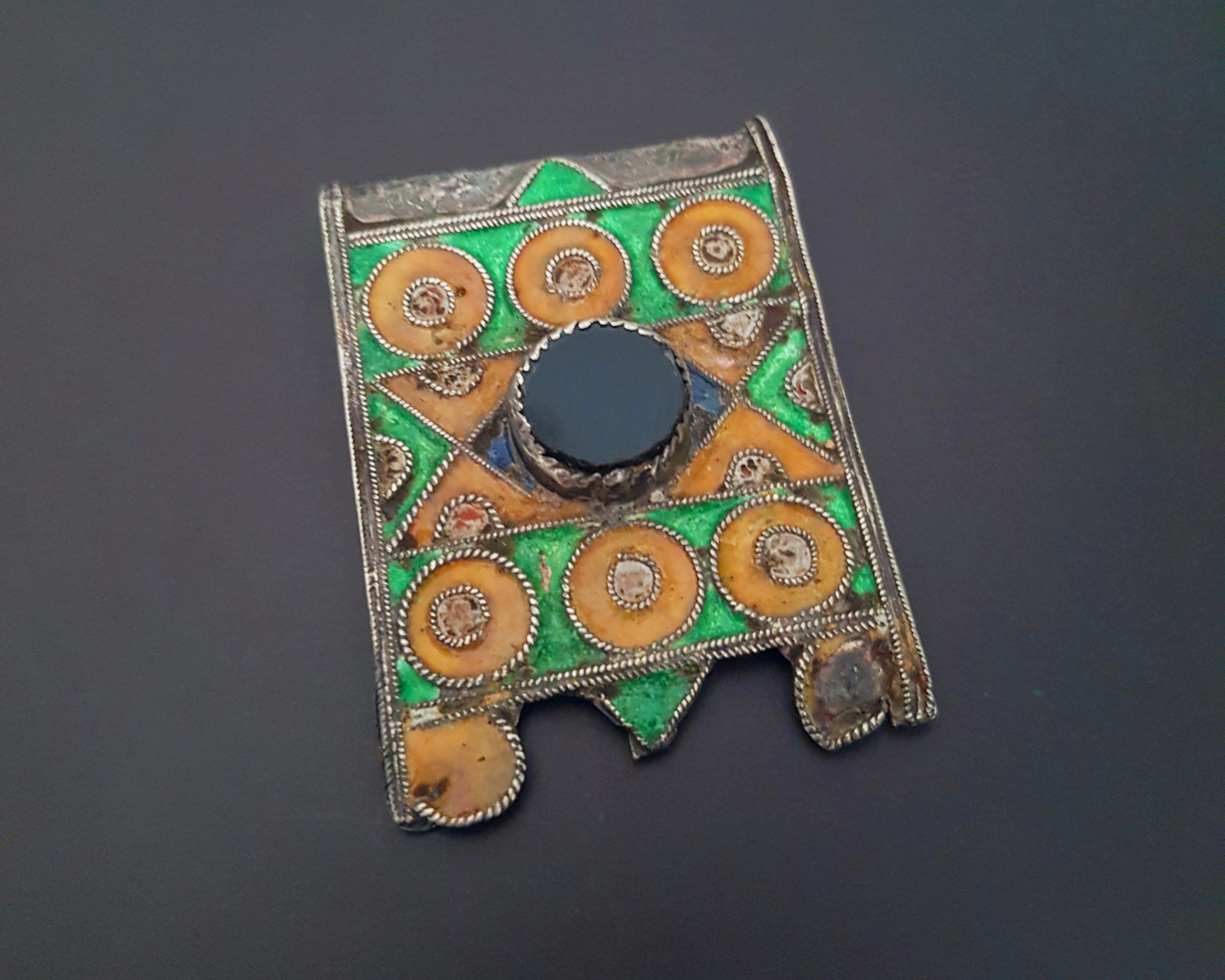 Old Berber Enamel Hirz Pendant