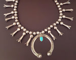 Native American Navajo Turquoise Squash Blossom Necklace