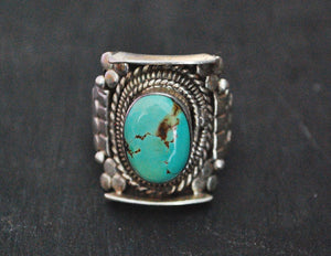 Nepali Turquoise Saddle Ring - Size 9