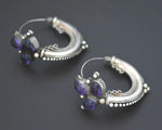 Ethnic Amethyst Hoop Earrings from India
