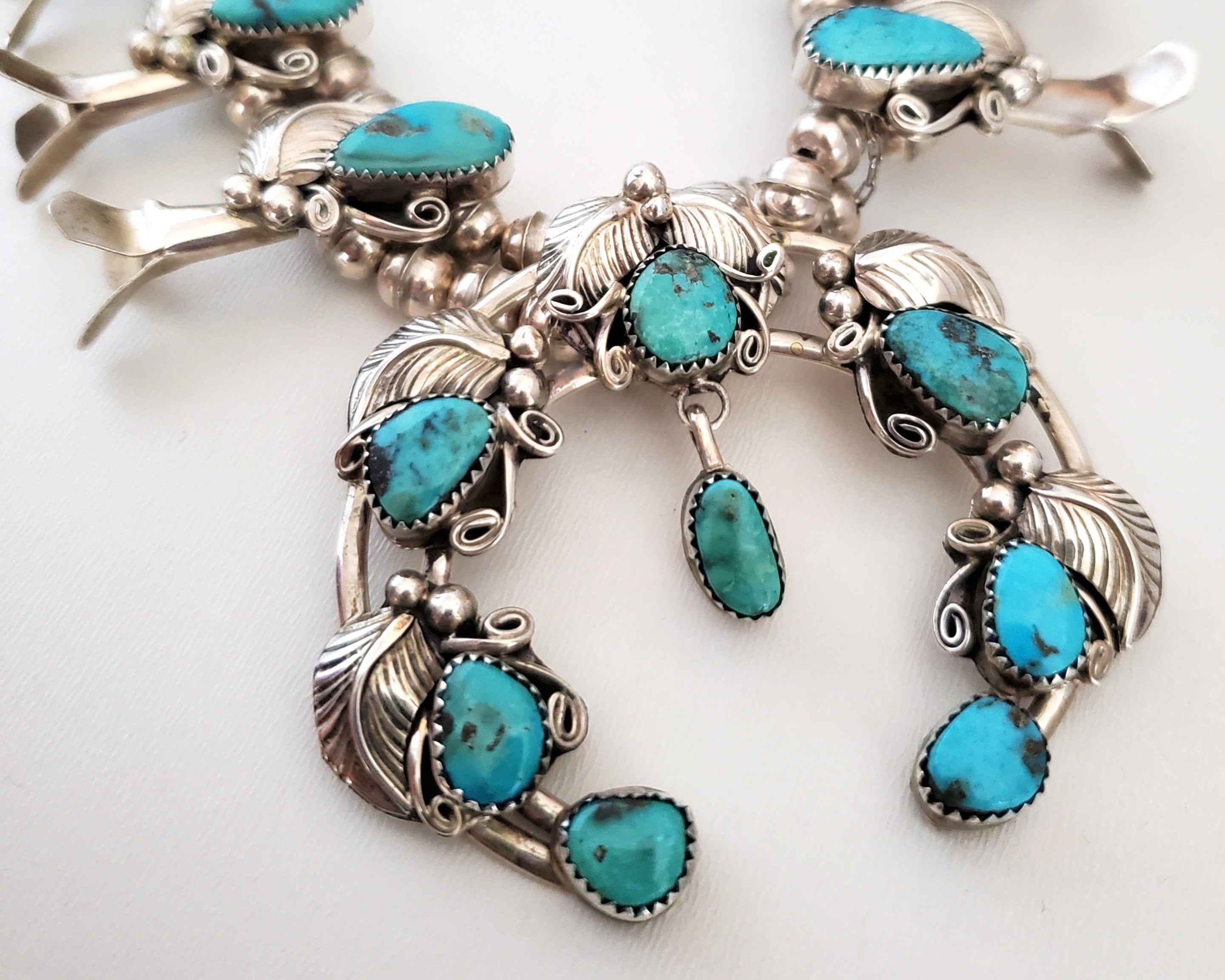 Reserved for I. - Second Payment - Native American Navajo Turquoise Squash Blossom Necklace