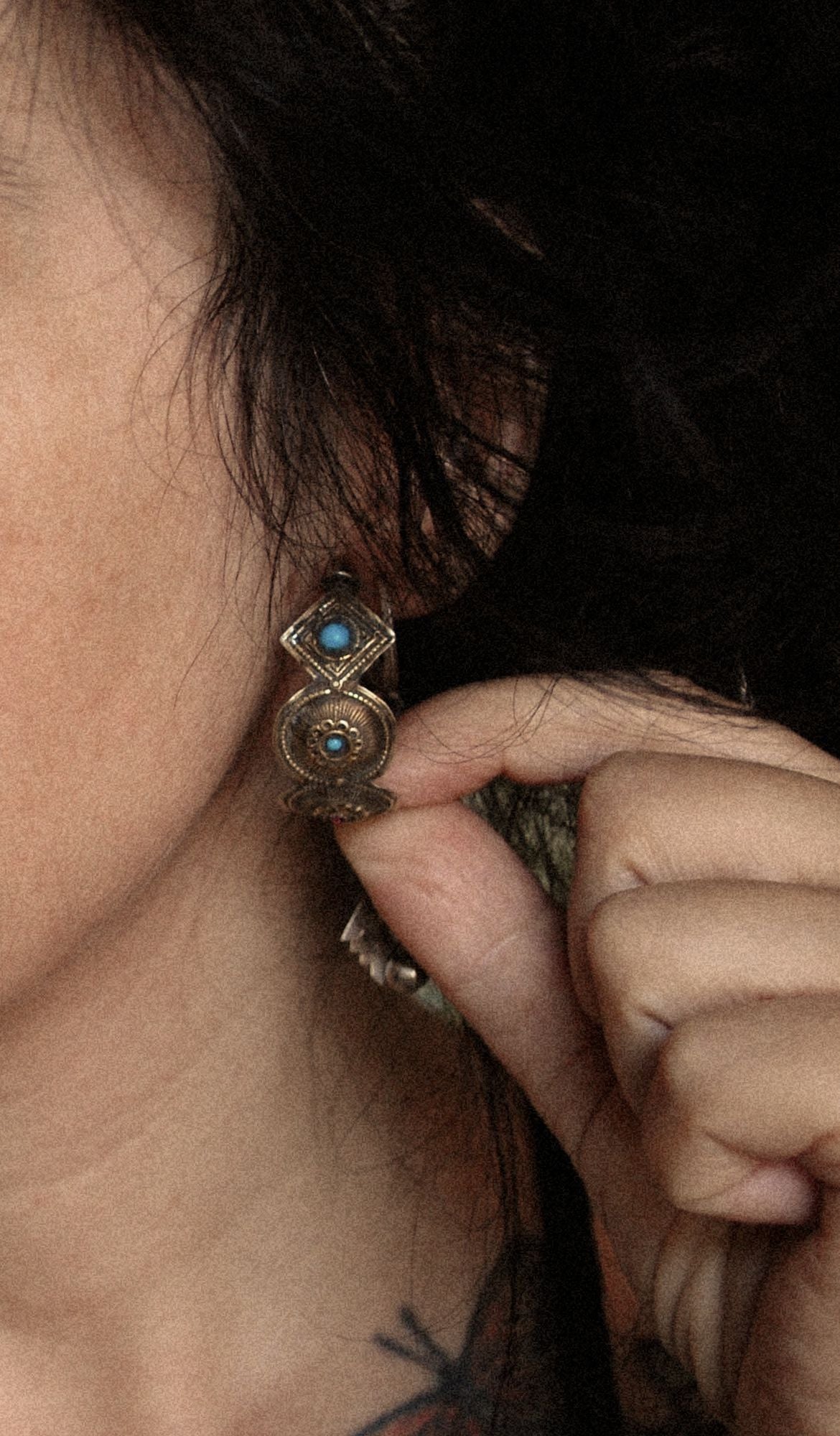 Antique Afghani Tribal Hoop Earrings