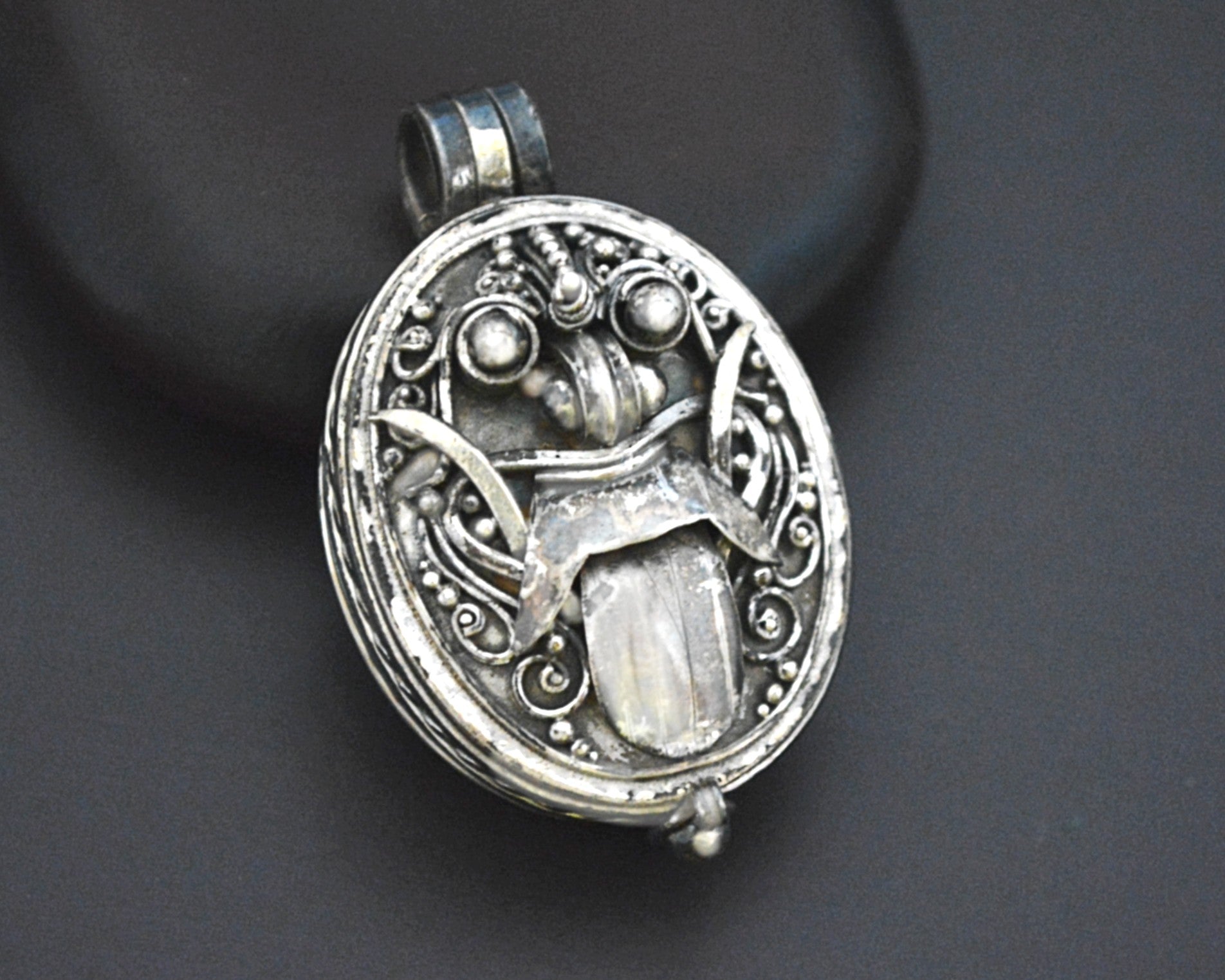 Old Silver Barong Locket Pendant from Bali