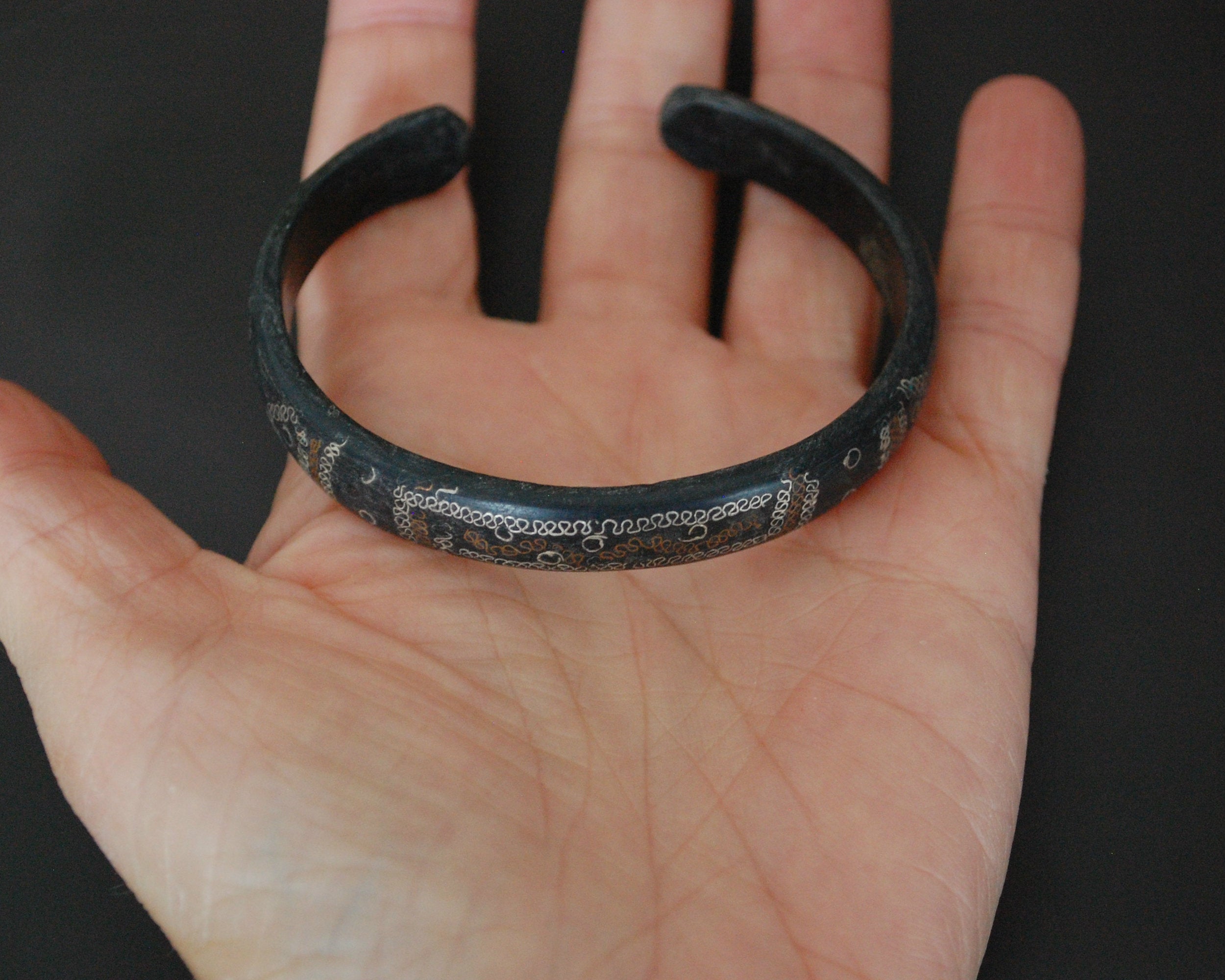 Tuareg Cuff Bracelet with Silver Inlays