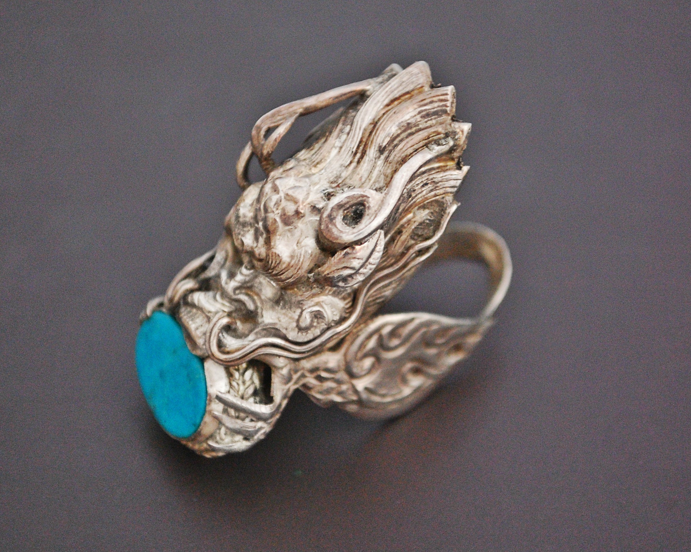 Nepali Dragon Ring with Turquoise