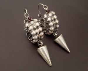 Ethnic Spike Hoop Earrings with Garnet