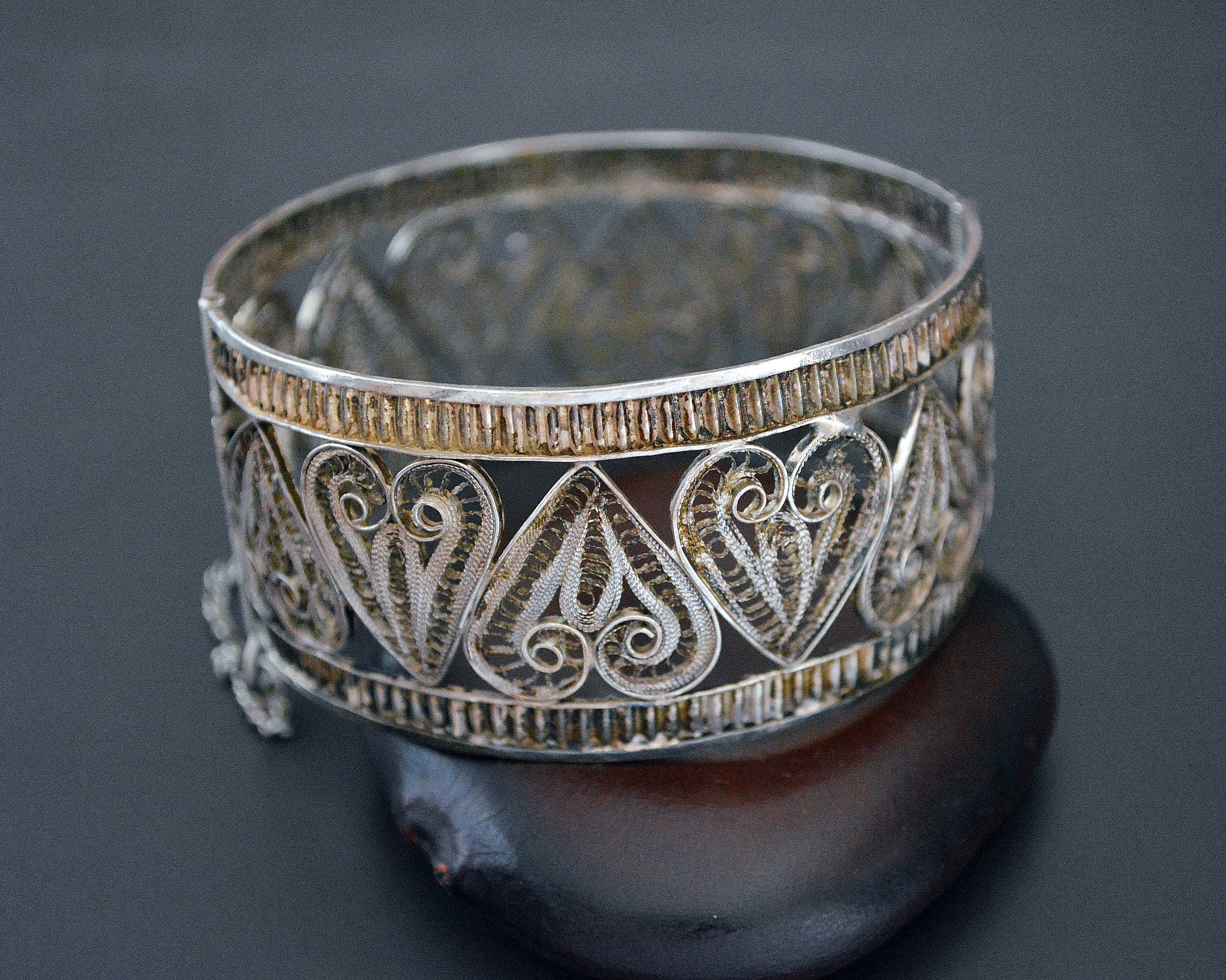 Gilded Tunisian Filigree Hinged Bracelet