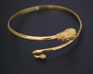 Vintage Gilded Lion Head Bracelet or Upper Arm Bracelet