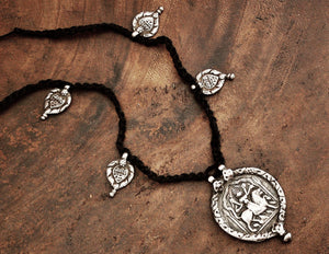 Antique Hindu Necklace on Braided Cord