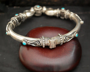 Indian Silver Bracelet with Turquoise and Coral