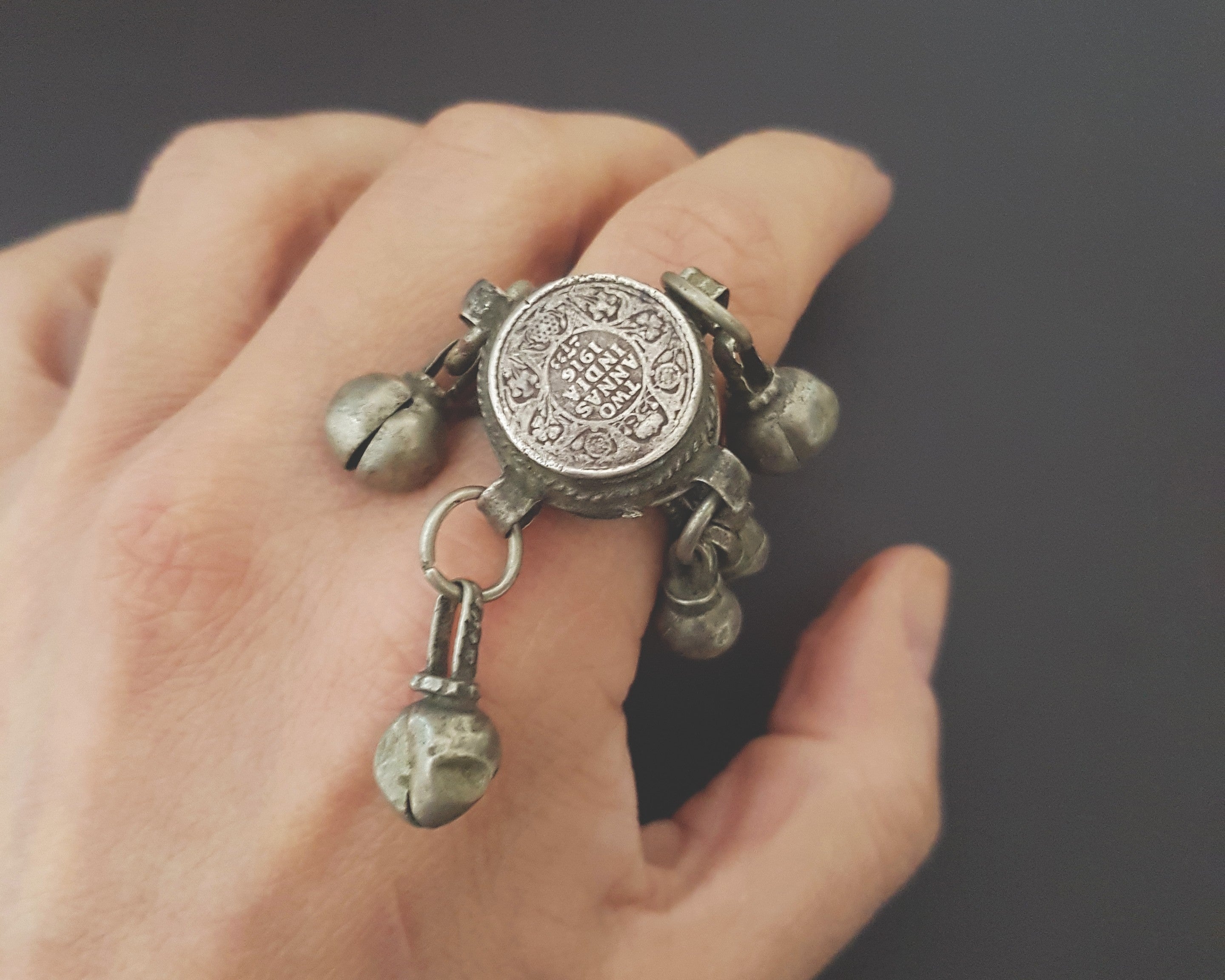 Old Yemeni Bedouin Ring with Bells - Size 8