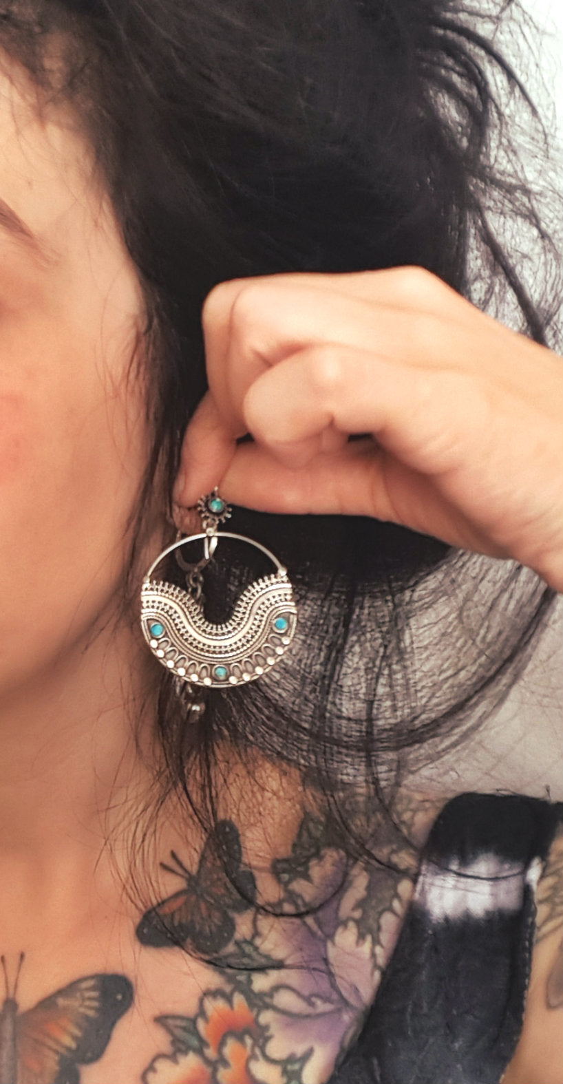 Ethnic Turquoise Earrings from India