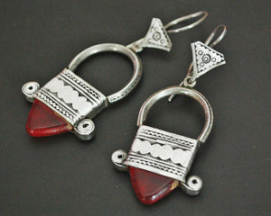 Tuareg Earrings with Red Glass