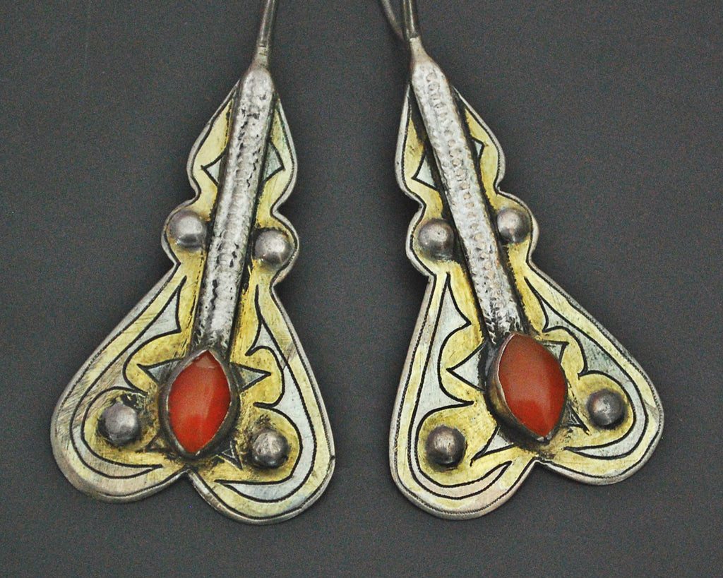 Turkmen Gilded Carnelian Earrings