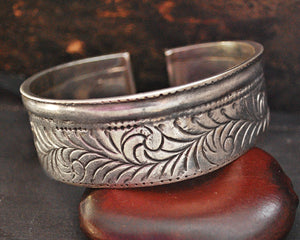Bold Ethnic Carved Cuff Bracelet