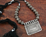 Rajasthani Sapta Matrika Silver Necklace on Cotton Cord
