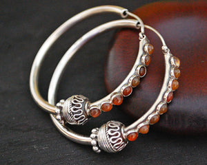 Ethnic Amber Hoop Earrings - LARGE