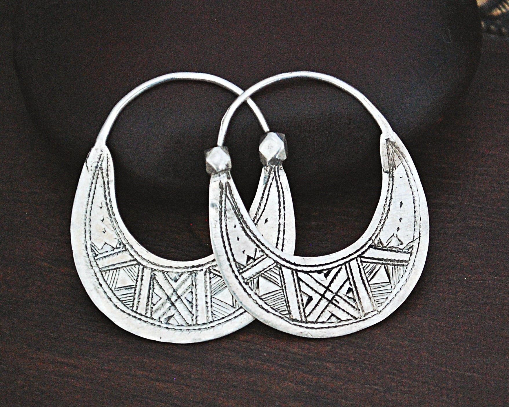 Tuareg Hoop Earrings with Carvings