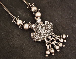 Rajasthani Silver Lotus Necklace