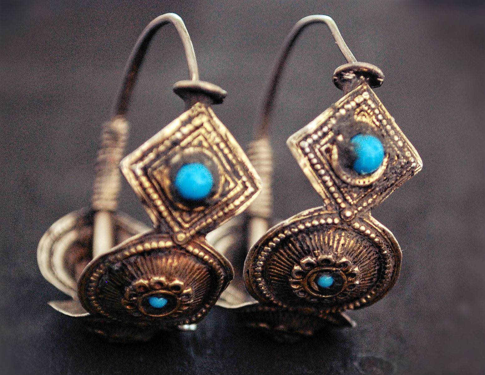 Antique Afghani Tribal Hoop Earrings