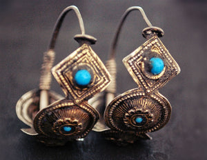 Antique Afghani Tribal Hoop Earrings