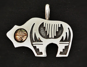 Native American Bear Pendant with Gold Fill - Signed FB