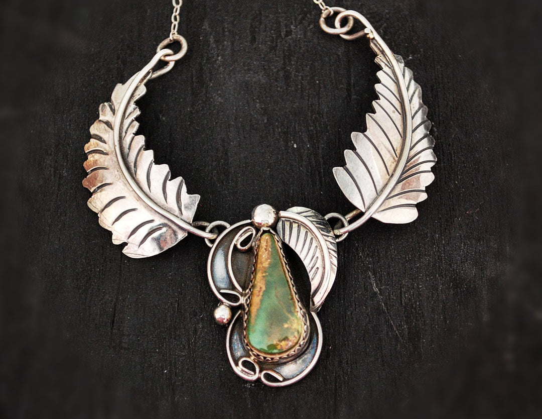 Navajo Turquoise Feather Necklace - Signed Patricia Platero – Cosmic Norbu