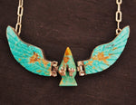 Navajo Turquoise Eagle Necklace - Signed F. Tom